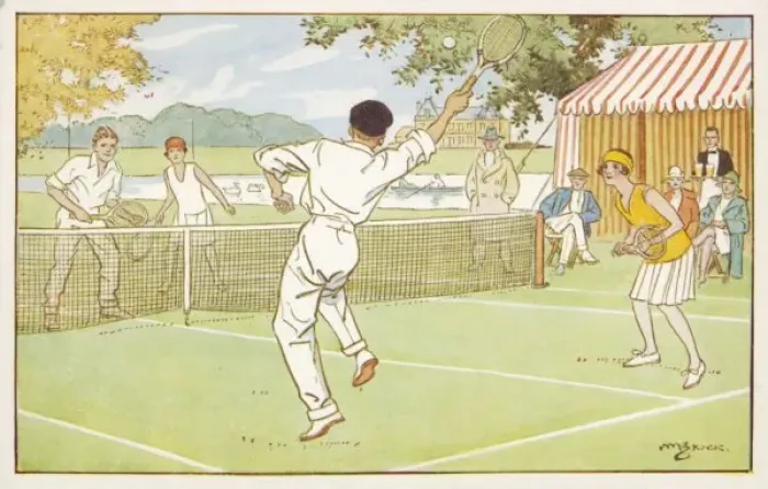 Gerahmter Druck : Tennis / gemischtes Doppel Gerahmter Druck : Tennis / gemischtes Doppel