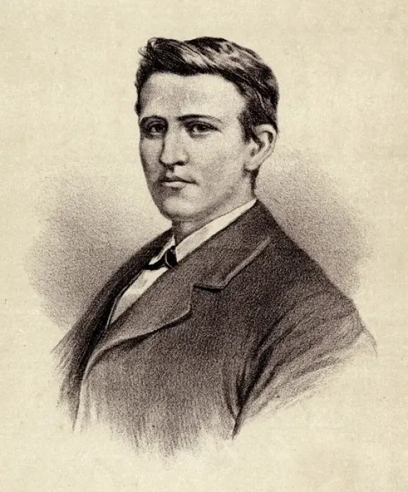 Gerahmter Druck : Thomas Edison und junger Mann Gerahmter Druck : Thomas Edison und junger Mann