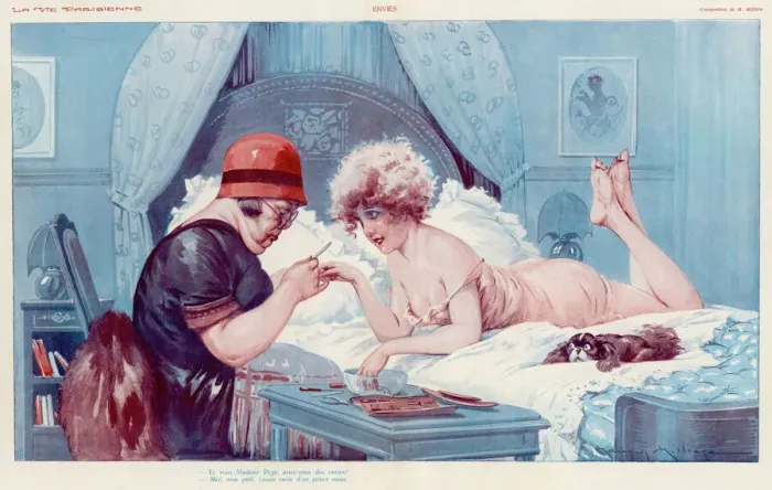 Gerahmter Druck : Zuweisung von Toilette und Maniküre im Jahr 1930 Gerahmter Druck : Zuweisung von Toilette und Maniküre im Jahr 1930