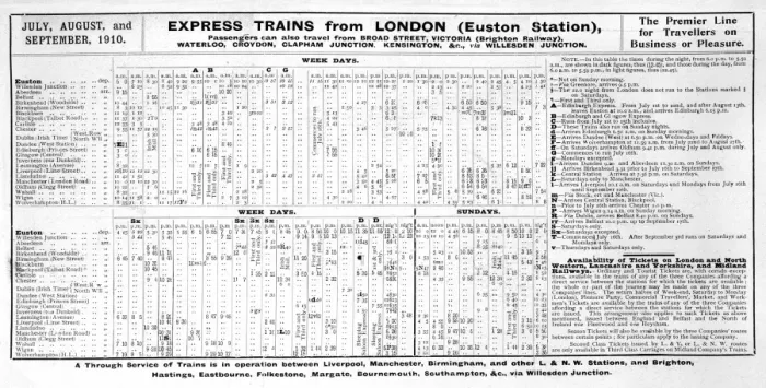 Gerahmter Druck : Eisenbahnfahrplan 1910
