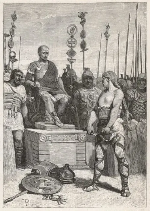 Gerahmter Druck : Vercingetorix und Caeser Gerahmter Druck : Vercingetorix und Caeser