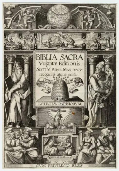 Gerahmter Druck : Titelseite der Vulgata-Bibel Gerahmter Druck : Titelseite der Vulgata-Bibel