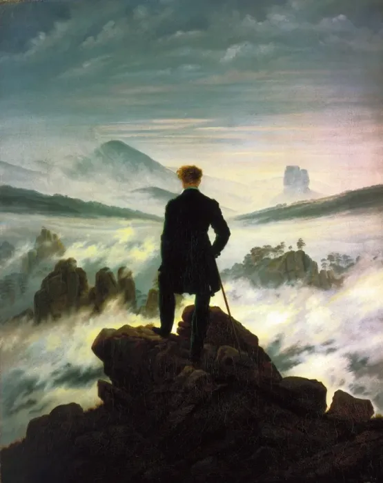 Gerahmter Druck : Der Wanderer über den Nebelmeer Gerahmter Druck : Der Wanderer über den Nebelmeer
