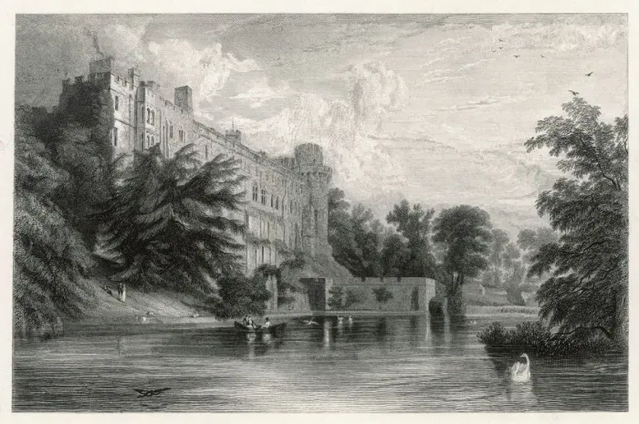 Gerahmter Druck : Warwicker Schloss / 1840 Gerahmter Druck : Warwicker Schloss / 1840