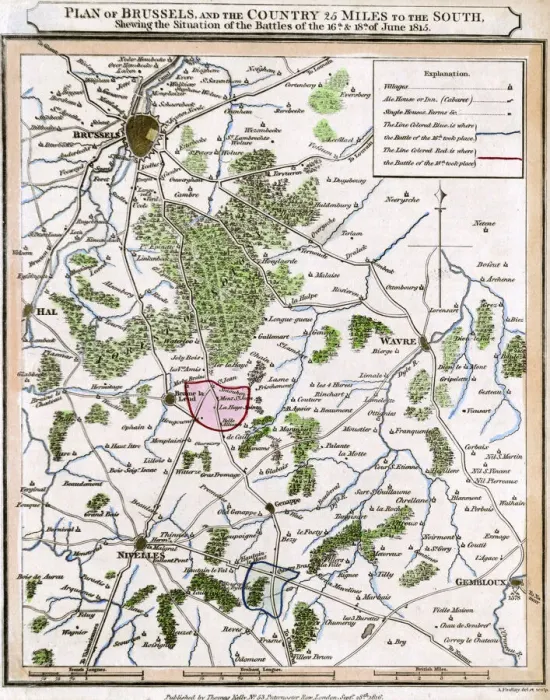 Gerahmter Druck : Battel von Waterloo-Plan Gerahmter Druck : Battel von Waterloo-Plan