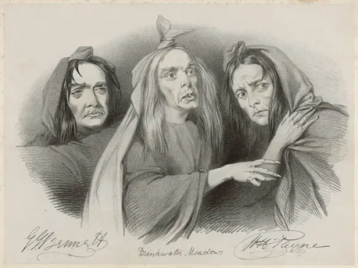Gerahmter Druck : Drei Hexen - Macbeth