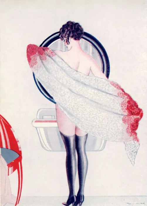 Gerahmter Druck : Baden im Badezimmer, 1926 Gerahmter Druck : Baden im Badezimmer, 1926