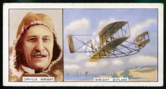 Gerahmter Druck : Wright und das Flugzeug von 1908 Biplan