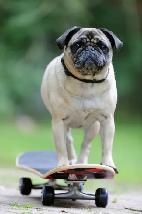 Gerahmter Druck : Hund, Pudel auf Skateboard Gerahmter Druck : Hund, Pudel auf Skateboard
