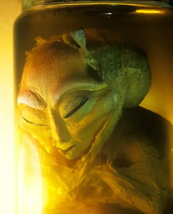 Gerahmter Druck : Alien: Computerartwerk eines Aliens in einem Glasbehälter Gerahmter Druck : Alien: Computerartwerk eines Aliens in einem Glasbehälter