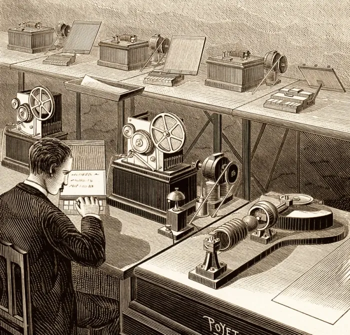 Gerahmter Druck : Baudot-Telegrafensystem Gerahmter Druck : Baudot-Telegrafensystem