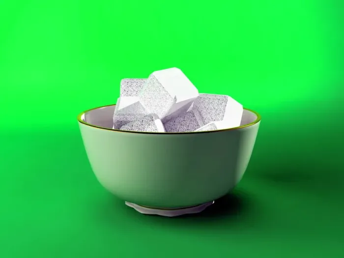 Gerahmter Druck : Teller mit Zuckerkugeln, Computerkunstwerk Gerahmter Druck : Teller mit Zuckerkugeln, Computerkunstwerk