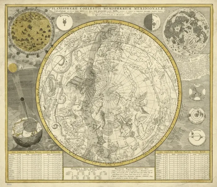 Gerahmter Druck : Himmelsplanisphäre, 1700 C016 / 4385 Gerahmter Druck : Himmelsplanisphäre, 1700 C016 / 4385