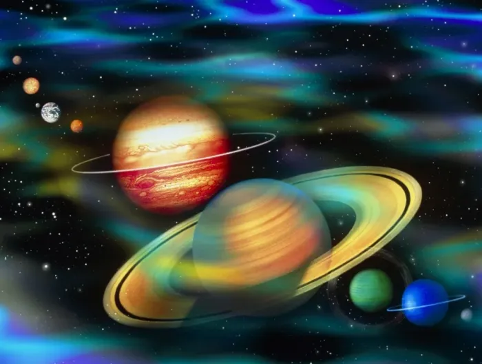 Gerahmter Druck : Bildwerk der Planeten des Sonnensystems im Computer Gerahmter Druck : Bildwerk der Planeten des Sonnensystems im Computer