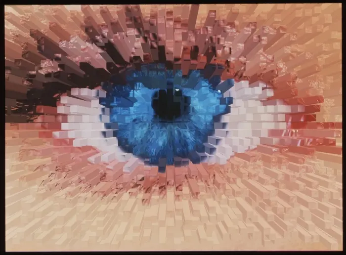 Gerahmter Druck : Bildblockgrafik Computer 3D Bild eines menschlichen Auges Gerahmter Druck : Bildblockgrafik Computer 3D Bild eines menschlichen Auges
