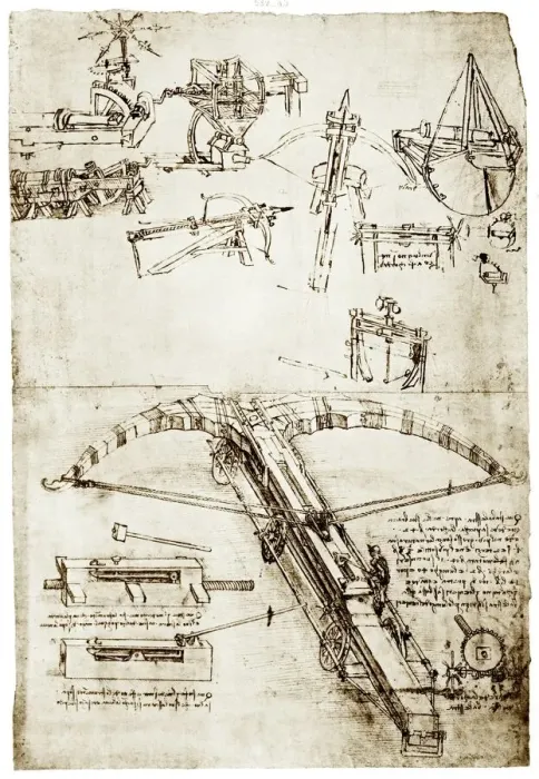 Gerahmter Druck : Die Kreuzbogenwaffe von Da Vinci Gerahmter Druck : Die Kreuzbogenwaffe von Da Vinci