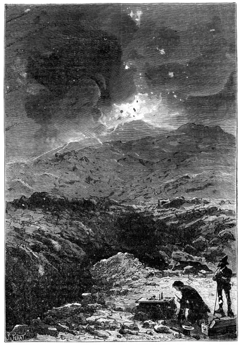 Gerahmter Druck : Davy experimentiert am Vesuv, 1819 Gerahmter Druck : Davy experimentiert am Vesuv, 1819