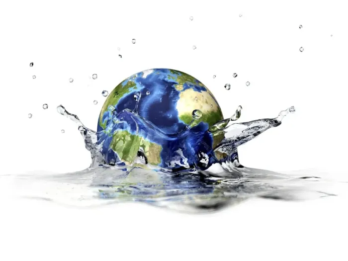 Gerahmter Druck : Die Erde in Wasser fallen, Kunstwerk Gerahmter Druck : Die Erde in Wasser fallen, Kunstwerk