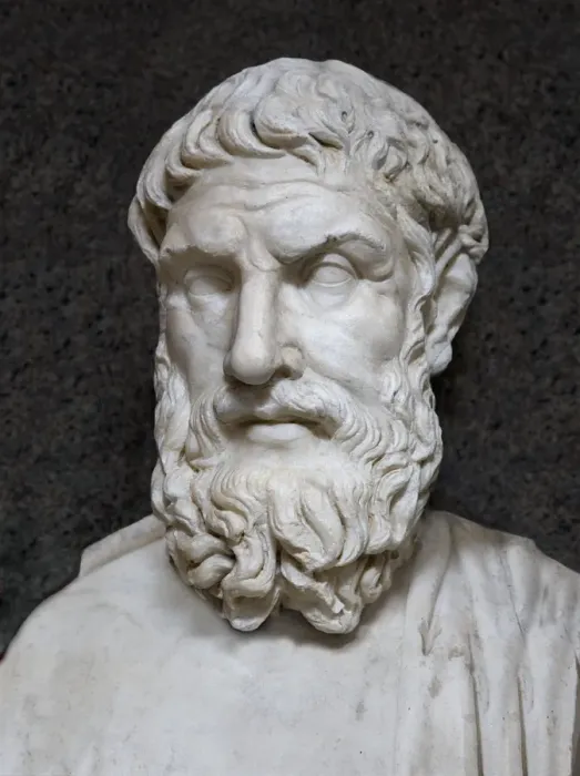 Gerahmter Druck : Epicurus. Büste des griechischen Philosophen Epicurus (um 341-270 v Gerahmter Druck : Epicurus. Büste des griechischen Philosophen Epicurus (um 341-270 v
