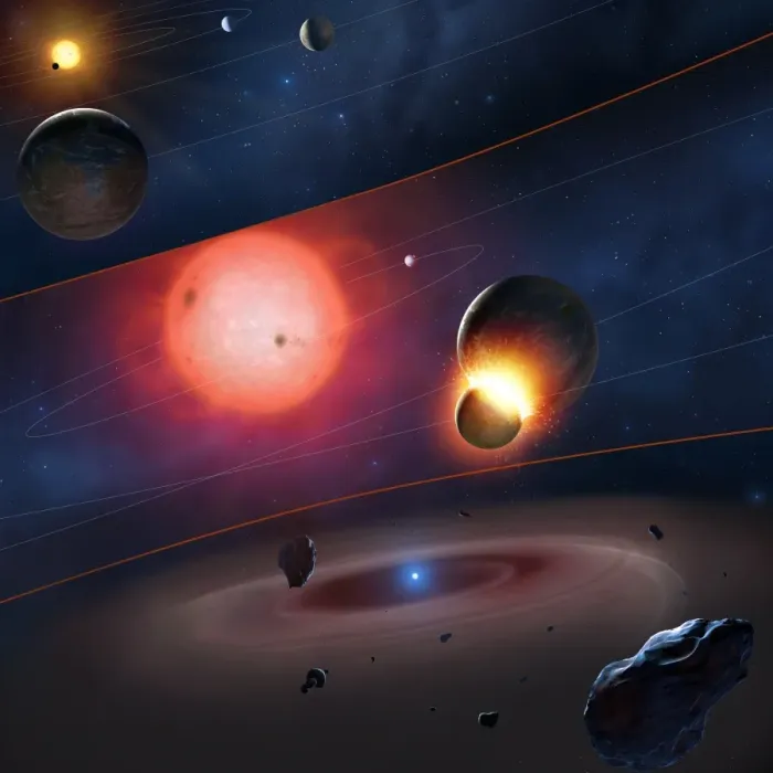 Gerahmter Druck : Entwicklung eines Planetarsystems Gerahmter Druck : Entwicklung eines Planetarsystems