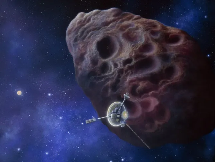 Gerahmter Druck : Galilei über einen Asteroid fährt Gerahmter Druck : Galilei über einen Asteroid fährt