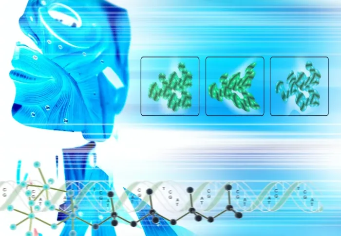 Gerahmter Druck : Genomics. Die Genomik ist ein Konzept des Computerschaffens eines anatomischen Gerahmter Druck : Genomics. Die Genomik ist ein Konzept des Computerschaffens eines anatomischen
