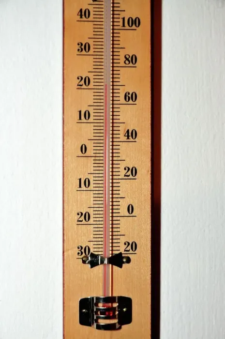 Gerahmter Druck : Haushaltsthermometer