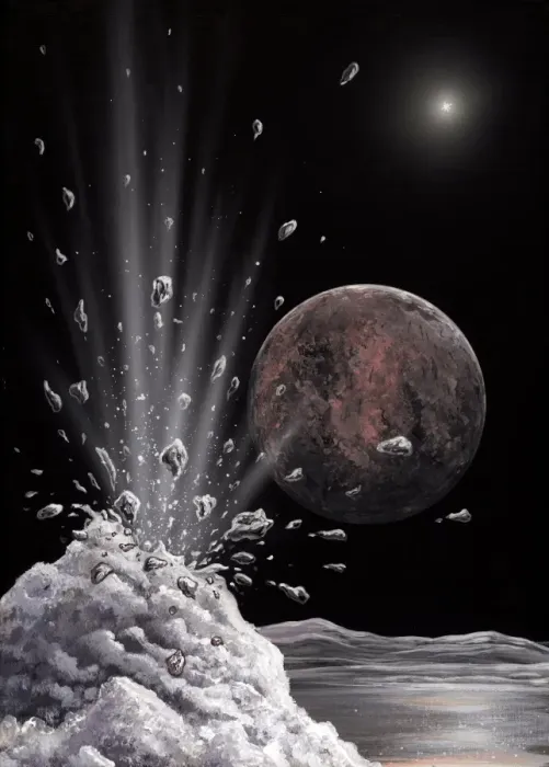 Gerahmter Druck : Eisvulkan auf Charon, Kunstwerk Gerahmter Druck : Eisvulkan auf Charon, Kunstwerk