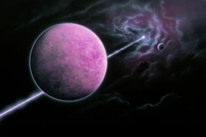 Gerahmter Druck : Illumination eines Planetensystems um einen Pulsar Gerahmter Druck : Illumination eines Planetensystems um einen Pulsar