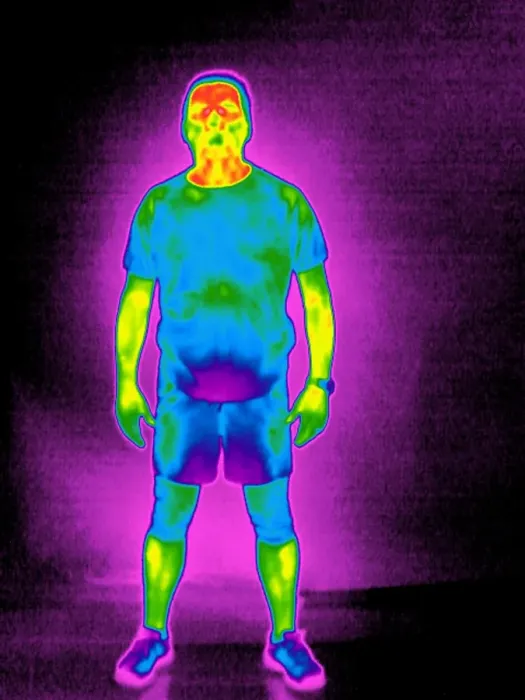 Gerahmter Druck : Mann, Thermogram Gerahmter Druck : Mann, Thermogram