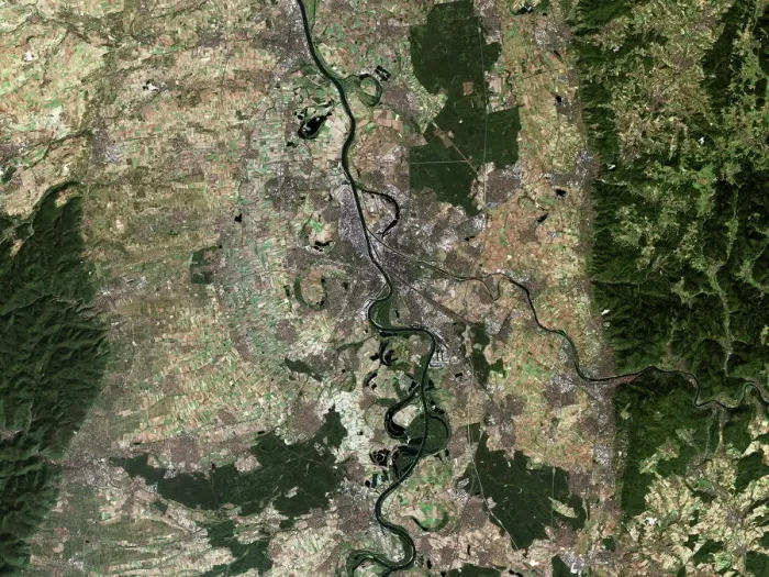 Gerahmter Druck : Mannheim, Satellitenbild Gerahmter Druck : Mannheim, Satellitenbild