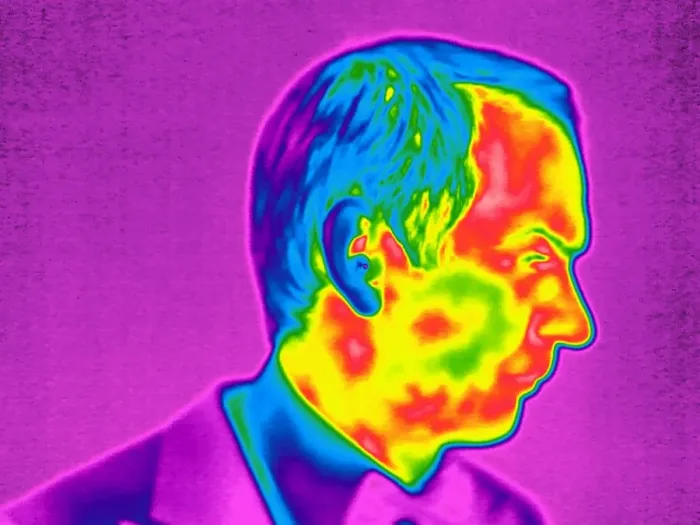 Gerahmter Druck : Mannes Gesicht, Thermogram Gerahmter Druck : Mannes Gesicht, Thermogram