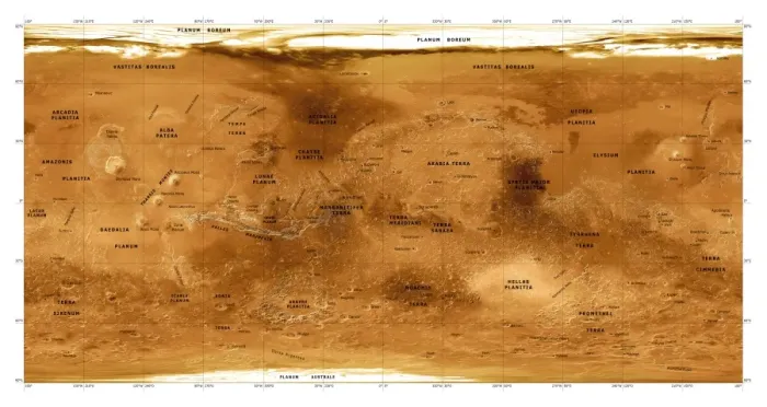 Gerahmter Druck : Bild der Mars-Topographie mit Satellitenbild Gerahmter Druck : Bild der Mars-Topographie mit Satellitenbild