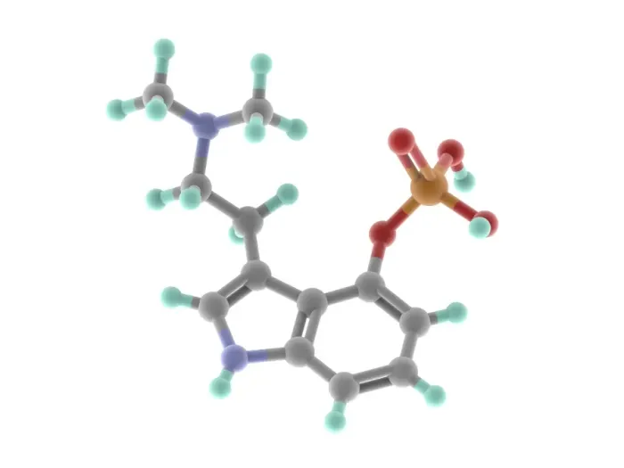 Gerahmter Druck : Psyklocybin-Drogenmolekül Gerahmter Druck : Psyklocybin-Drogenmolekül