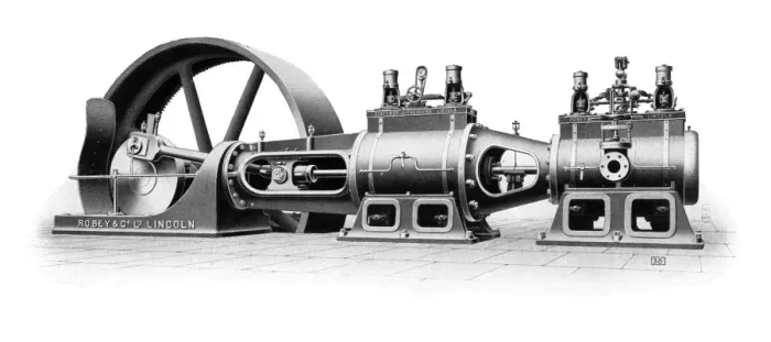 Gerahmter Druck : Dampfmaschine von Robey Gerahmter Druck : Dampfmaschine von Robey