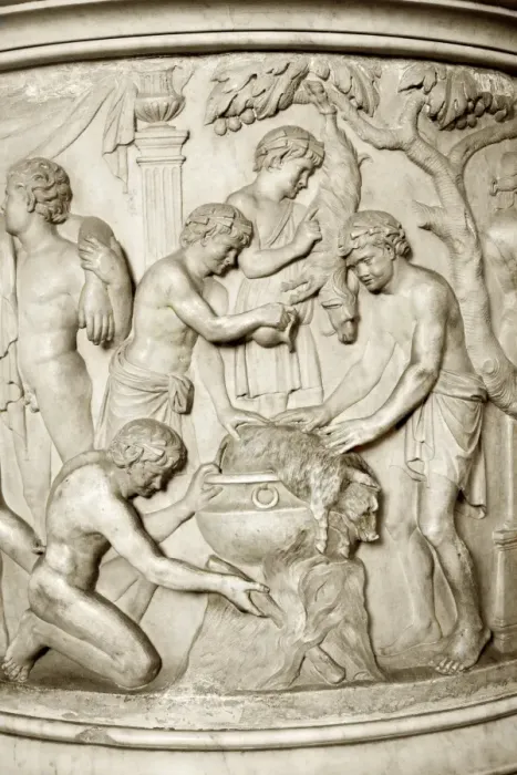 Gerahmter Druck : Römische Küche, Detail aus einer Urne Gerahmter Druck : Römische Küche, Detail aus einer Urne