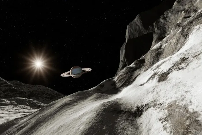 Gerahmter Druck : Saturn aus Iapetus Gerahmter Druck : Saturn aus Iapetus