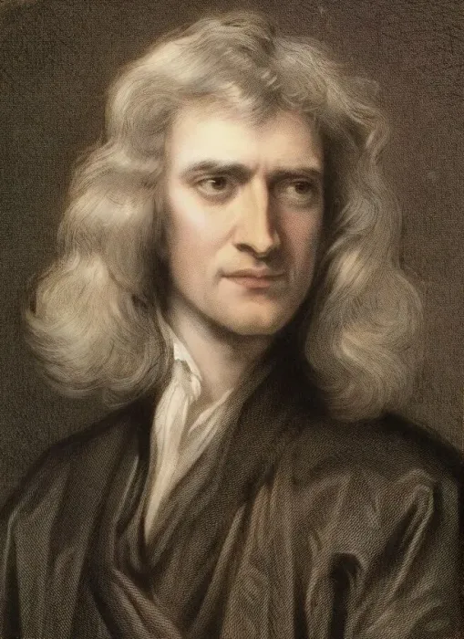 Gerahmter Druck : 1689 Porträt von Sir Isaac Newton in der Jugend.