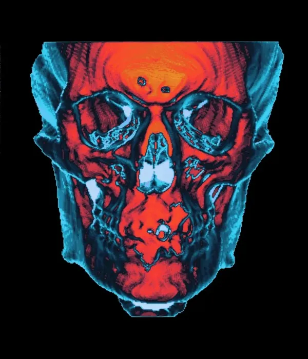 Gerahmter Druck : Schädel, Computertomographie