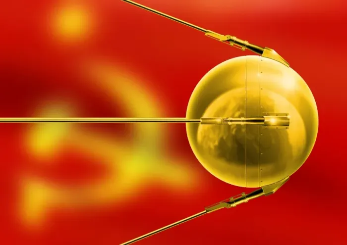 Gerahmter Druck : Sputnik eins, Kunstwerk Gerahmter Druck : Sputnik eins, Kunstwerk