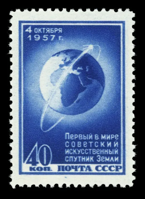 Gerahmter Druck : Sputnik eins Stempel Gerahmter Druck : Sputnik eins Stempel