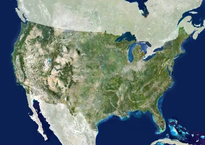 Gerahmter Druck : USA, Satellitenbild Gerahmter Druck : USA, Satellitenbild