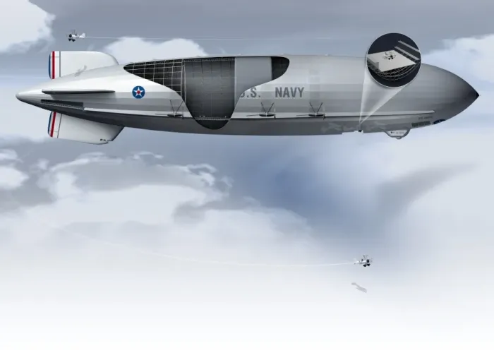 Gerahmter Druck : Die USS Macon, Kunstwerk