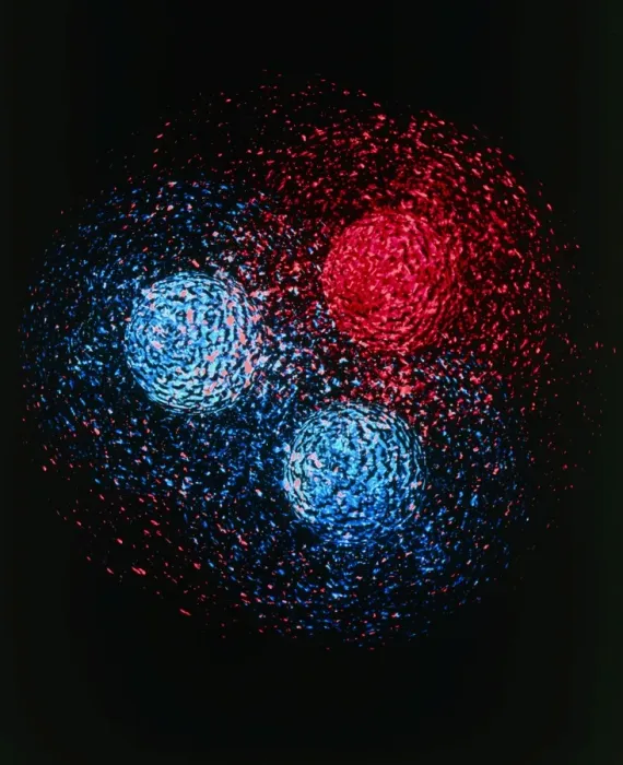 Gerahmter Druck : Visualisierung der Quarkstruktur des Protons. Gerahmter Druck : Visualisierung der Quarkstruktur des Protons.