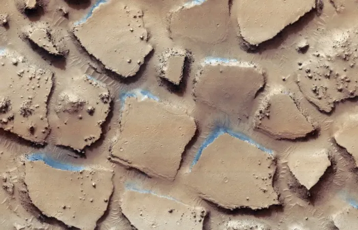 Gerahmter Druck : Vulkanaufbruchstücke, Cerberuspalüsen, Mars Gerahmter Druck : Vulkanaufbruchstücke, Cerberuspalüsen, Mars