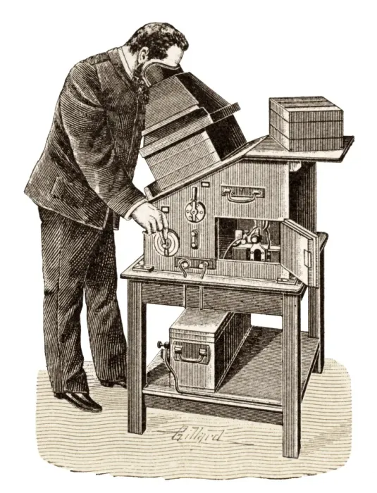 Gerahmter Druck : Röntgenbildschirmmaschine, 1895 Gerahmter Druck : Röntgenbildschirmmaschine, 1895