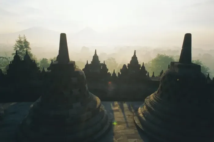 Gerahmter Druck : Borobudur, Java