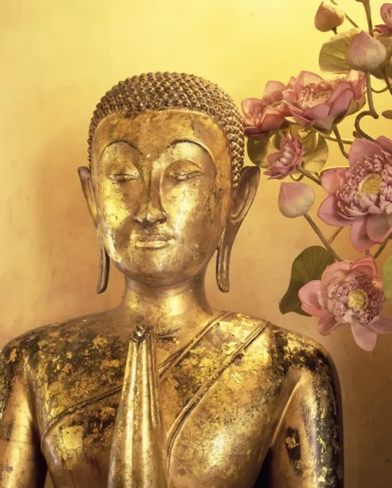 Gerahmter Druck : Enge Näherung zu einer Statue des Buddhas Gerahmter Druck : Enge Näherung zu einer Statue des Buddhas