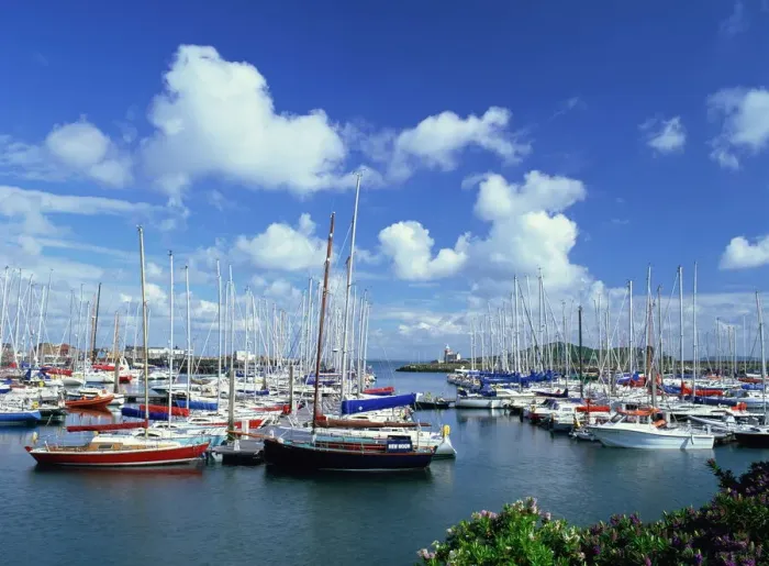 Gerahmter Druck : Das Howth Marina und Leuchtturm