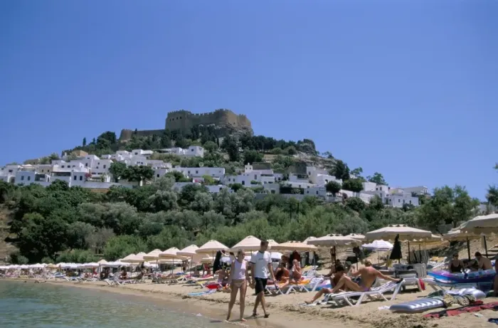 Gerahmter Druck : Strand von Lindos Gerahmter Druck : Strand von Lindos